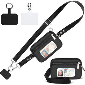 Adjustable Phone Lanyard with Wrist Strap & RFID Wallet (Quick-ID Window), Cellphone Strap with 2 Tabs for All Phones in Kuwait