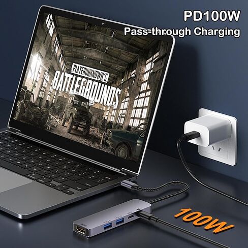 USB-C Hub 5 in 1 with 4K 60Hz HDMI, 100W Power Delivery for MacBook Pro/Air, iPad Pro, Thinkpad Rog Ally and More. in Saudi Arabia
