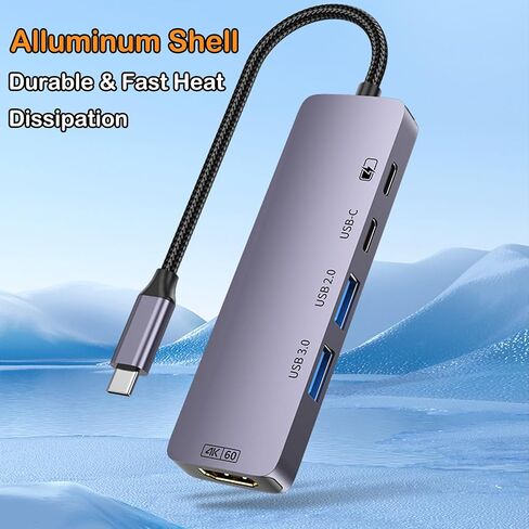 USB-C Hub 5 in 1 with 4K 60Hz HDMI, 100W Power Delivery for MacBook Pro/Air, iPad Pro, Thinkpad Rog Ally and More. in Saudi Arabia