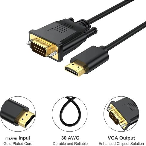HD 1080P HDMI-Compatible to V/GA Cord Adapter Analog Converter Video Cord Plated Chip for PC TV M>oni>tor Display Projector(0.5m) in Saudi Arabia