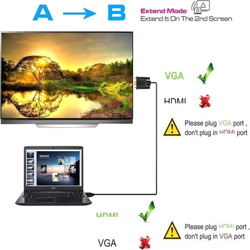 HD 1080P HDMI-Compatible to V/GA Cord Adapter Analog Converter Video Cord Plated Chip for PC TV M>oni>tor Display Projector(0.5m) in Saudi Arabia