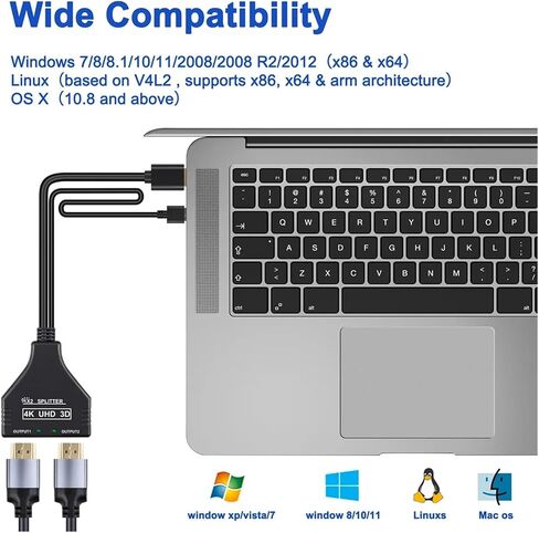 HDTV 4K 30Hz HDMI Splitter 1 in 2 Out Video V/GA Cord to DVI 24 to Hdmi Adapter for TV Box M>oni>tor Projector 15m(HDMI add US Adapter) in Saudi Arabia