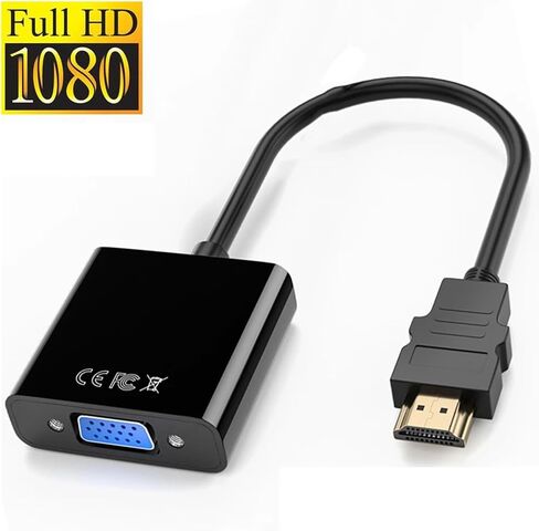HD 1080P HDMI-Compatible to V/GA Adapter Digital Analog Male to Famale Cord Converter for PC Tablet(Black) in Saudi Arabia