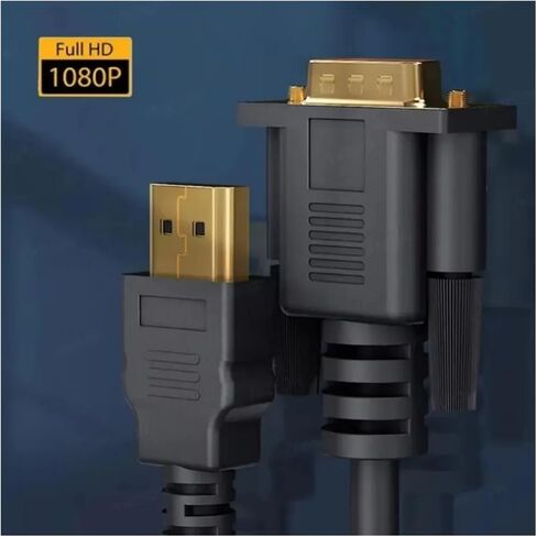 1.8M HDMI-Compatible to V/GA Adapter Male to Unidirectional Converter Cord for Desktop M>oni>tor Projector HDTV in Saudi Arabia