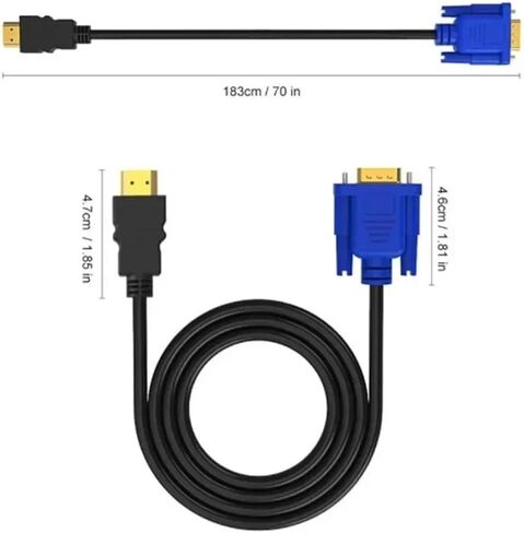 سلك 1.8 متر متوافق مع HDMI إلى V/GA ​​1080P HD مع محول لكابلات الكمبيوتر والتوصيل (1 متر) in Saudi Arabia