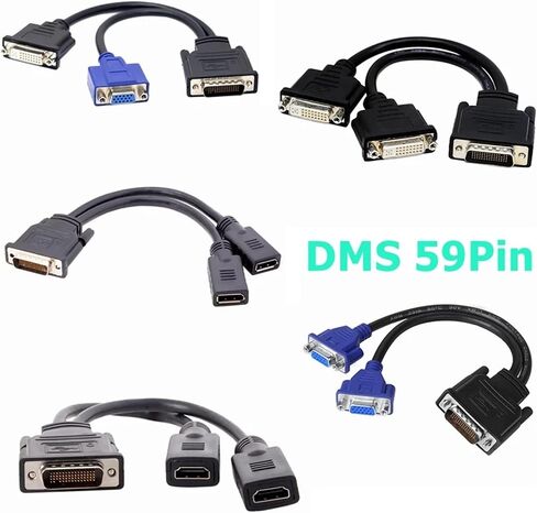 LFH DMS 59Pin Splitter Cord Male to 2 HDMI V/GA DVI DP Female Extension Adapter for Graphics Card Computer TV M>oni>tor Projector(DMS 59Pin-DVI) in Saudi Arabia