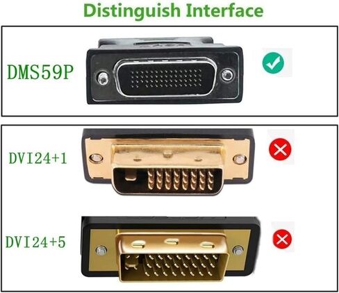 LFH DMS 59Pin Splitter Cord Male to 2 HDMI V/GA DVI DP Female Extension Adapter for Graphics Card Computer TV M>oni>tor Projector(DMS 59Pin-DVI) in Saudi Arabia