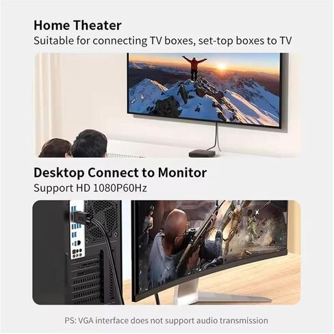 HDMI Input to V/GA Output Converter Plated pl-UG Adapter Cord 1080P for PC P;S/4 P;S/5 Switch TV Box Long Video Cord in Saudi Arabia