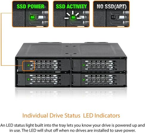 ICY DOCK ToughArmor MB699VP-B V3-4X U.2 NVMe PCIe 4.0 SSD to SFF-8612 OCuLink (According to SFF-9402 Rev 1.1) Removable Frame Metal Black (Compatible with Tri-Mode Cards) in Kuwait