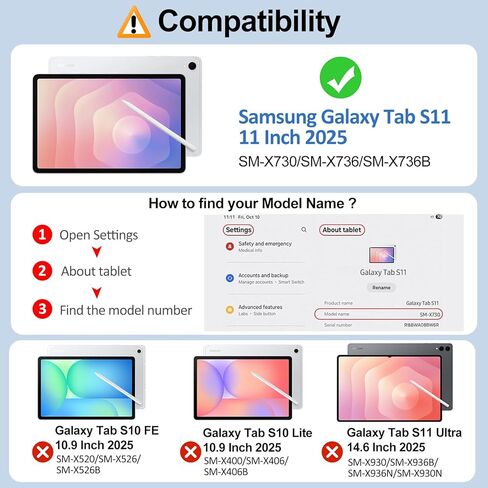 حافظة موكو لهاتف سامسونج جالاكسي تاب S11 مقاس 11 بوصة 2025 [SM-X730/SM-X736B] مع حامل قلم S، غطاء واقي نحيف ثلاثي الطي مع غطاء خلفي صلب شفاف من البولي كربونات، استيقاظ/غفو تلقائي، أسود in Kuwait