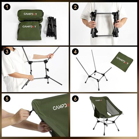 Camping Chair Portable Hiking Ultralight Backpacking Small Lightweight Folding Chair for Outdoor Camp Hunting Beach Picnic Concert, Supports 330lbs (Black,1PCS) in Saudi Arabia