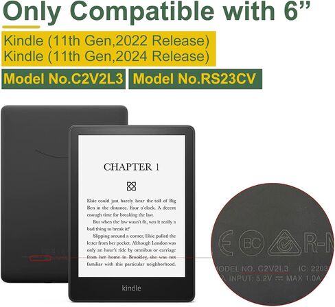 Glitter Case for 6" Kindle 11th Generation 2024/2022 Release, Light PU Leather Cover and Transparent Hard Back Shell,with Auto Sleep/Wake,Glitter White in Saudi Arabia