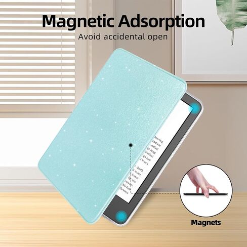 حافظة لامعة لإصدار Kindle 11th Generation 2024/2022 مقاس 6 بوصات، غطاء جلد PU خفيف وغطاء خلفي صلب شفاف، مع خاصية النوم/الاستيقاظ التلقائي، وردي لامع in Kuwait