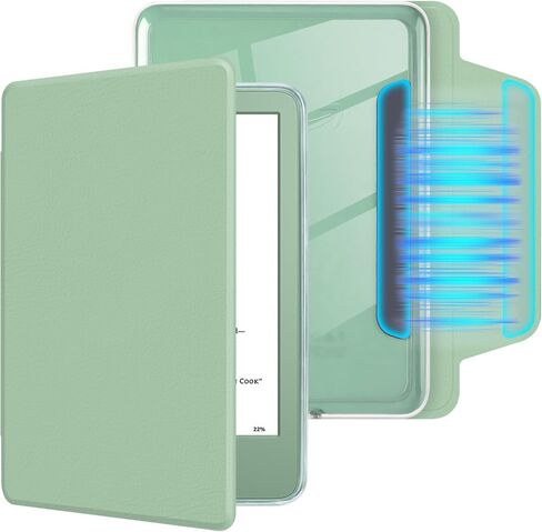 MOROCK Detachable Magnetic Case for All-New 6" Kindle(11th Generation,2024/2022 Release),Slim and Lightweight PU Leather and PC Clear Acrylic Back Cover,Auto Wake/Sleep Case, Matcha Green in Kuwait