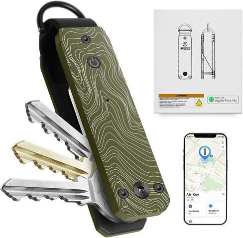 Keychain, Works with Apple Find My (iOS Only), Minimalist Metal Compact Key Organizer, Car Key Chains with GPS Tracker, Key Finder, Key Holder for Keychain, Up to 5 Keys, Striped Black in Saudi Arabia