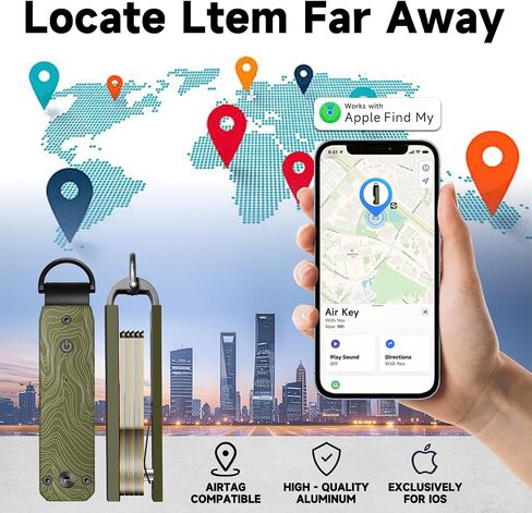 Keychain, Works with Apple Find My (iOS Only), Minimalist Metal Compact Key Organizer, Car Key Chains with GPS Tracker, Key Finder, Key Holder for Keychain, Up to 5 Keys, Striped Black in Saudi Arabia