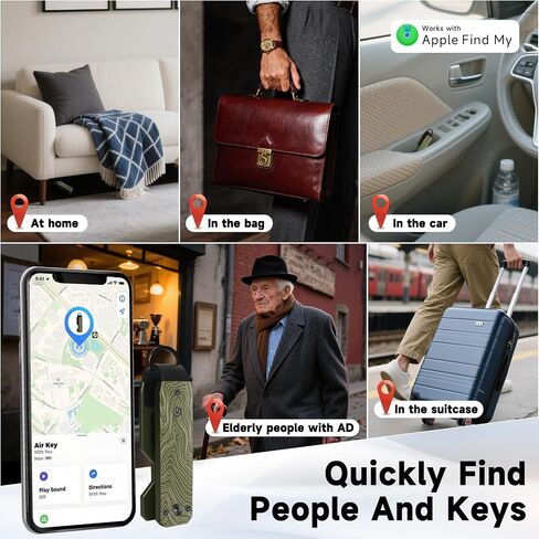 Keychain, Works with Apple Find My (iOS Only), Minimalist Metal Compact Key Organizer, Car Key Chains with GPS Tracker, Key Finder, Key Holder for Keychain, Up to 5 Keys, Striped Black in Saudi Arabia