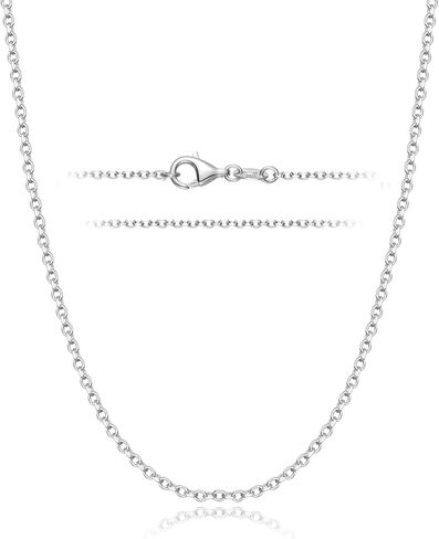Silver Necklace for Women 925 Sterling Silver Chains 20 Inch, Hypoallergenic Necklace Cable Chain Woman White Gold Plated in Saudi Arabia
