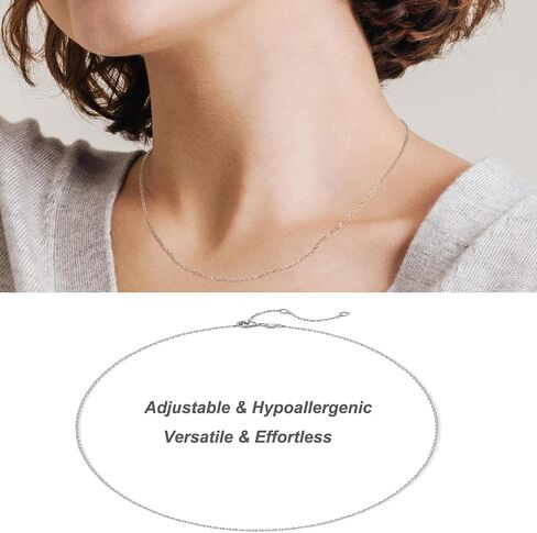 Silver Necklace for Women 925 Sterling Silver Chains 20 Inch, Hypoallergenic Necklace Cable Chain Woman White Gold Plated in Saudi Arabia