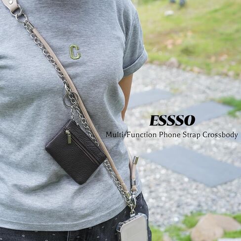 Clip and Go Strap for Phone with Wallet Crossbody – Bling Crystal Phone Strap Crossbody with Pouch for All Phones, Redefining Phone Lanyard Crossbody Fashion for Hands-Free Style (Silver White) in Kuwait