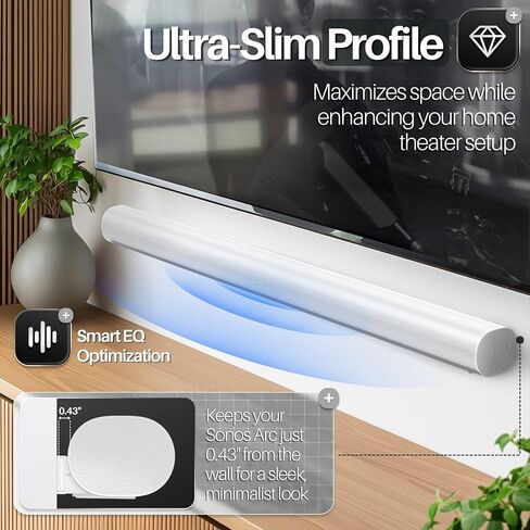 TNP Soundbar Wall Mount for Sonos Arc Ultra and Sonos Arc - Hanging Mounting Bracket for Sound Bar Under TV Installation with Hidden Floating Style Design, Hardware Kit Included, White in Saudi Arabia