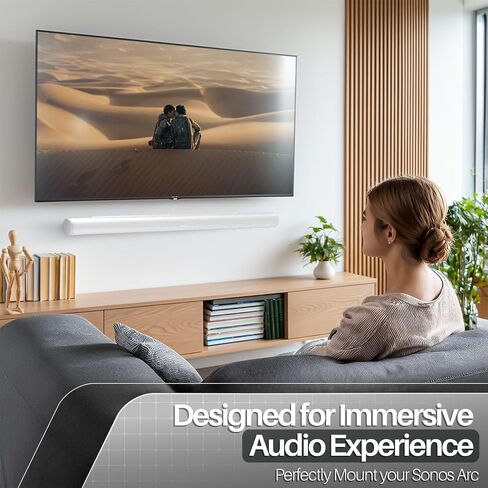 TNP Soundbar Wall Mount for Sonos Arc Ultra and Sonos Arc - Hanging Mounting Bracket for Sound Bar Under TV Installation with Hidden Floating Style Design, Hardware Kit Included, White in Saudi Arabia