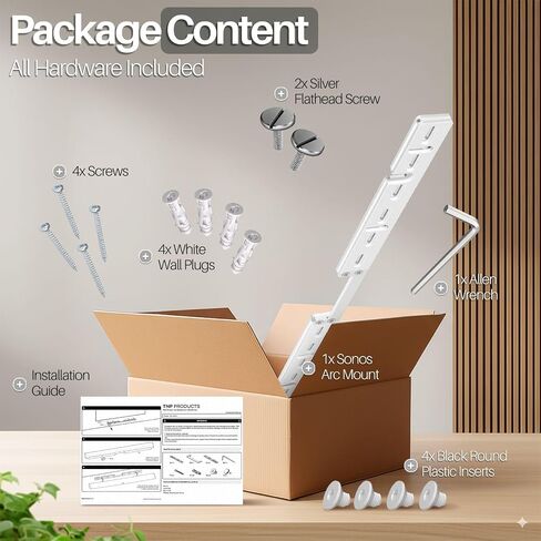 TNP Soundbar Wall Mount for Sonos Arc Ultra and Sonos Arc - Hanging Mounting Bracket for Sound Bar Under TV Installation with Hidden Floating Style Design, Hardware Kit Included, White in Saudi Arabia