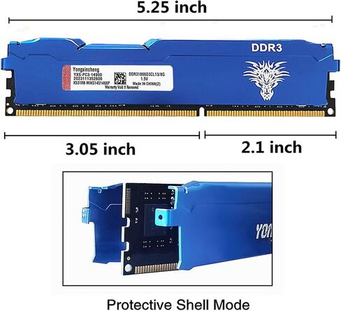 Yongxinsheng DDR3 4GB Desktop RAM 1600MHz PC3-12800 UDIMM Non-ECC Unbuffered 1.5V 2Rx8 Dual Rank 240 Pin CL11 PC Computer Memory Upgrade Module (Black) in Saudi Arabia