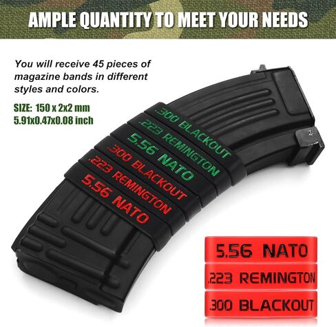 Chivao 45 Pack Magazine Marking Band 5.56, 223 REM, 300 Blackout Magazine Bands for Accessories in Saudi Arabia