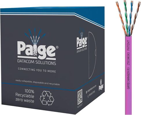 Paige GameChanger Cat6 Cable, 258300304, 22AWG, UTP, Solid, CMP FT6, 1000ft Box, Black in Saudi Arabia