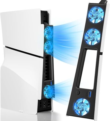 مروحة تبريد لجهاز PS5 Slim، متوافقة مع وحدة تحكم PlayStation 5 Slim، محطة تبريد مروحة رفيعة PS5 عالية الكفاءة (Black-p5 Slim) in Kuwait