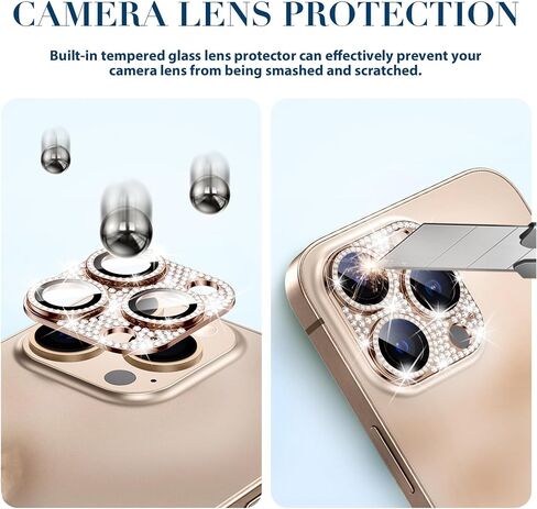 واقي عدسة الكاميرا لهاتف iPhone 16 Pro Max & 16 Pro، غطاء معدني مطور لعدسة زجاجية ملحقات حماية للشاشة لهاتف iPhone 16 Pro/Max (وردي) in Saudi Arabia