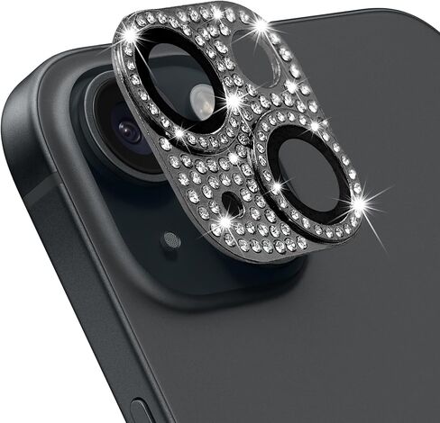 متوافق مع واقي عدسة الكاميرا iPhone 15 وiPhone 15 Plus، غطاء كاميرا من الزجاج المقوى ثلاثي الأبعاد من حجر الراين اللامع 9H مضاد للخدش ومقاوم للصدمات، غطاء حماية كامل، in Kuwait