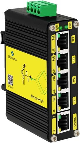 محول Htfoevrxs صناعي بـ 5 منافذ جيجابت PoE، مدخل معزز للجهد DC12V-48V إلى مخرج DC48V PoE، 802.3af/at 30W PoE Ports@120W، طاقة PoE مدمجة لشاحنة RV/الطاقة الشمسية/أنظمة VoIP in Kuwait