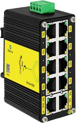 محول Htfoevrxs صناعي بـ 5 منافذ جيجابت PoE، مدخل معزز للجهد DC12V-48V إلى مخرج DC48V PoE، 802.3af/at 30W PoE Ports@120W، طاقة PoE مدمجة لشاحنة RV/الطاقة الشمسية/أنظمة VoIP in Saudi Arabia