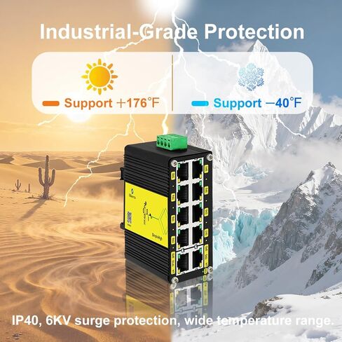 محول Htfoevrxs صناعي بـ 5 منافذ جيجابت PoE، مدخل معزز للجهد DC12V-48V إلى مخرج DC48V PoE، 802.3af/at 30W PoE Ports@120W، طاقة PoE مدمجة لشاحنة RV/الطاقة الشمسية/أنظمة VoIP in Saudi Arabia