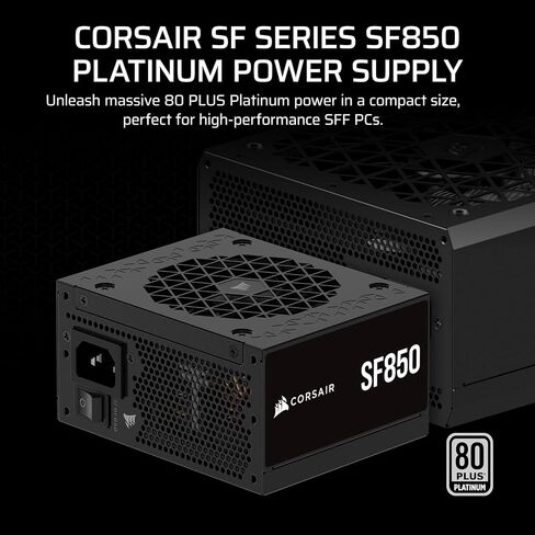 CORSAIR SF850 (2024) Fully Modular Low Noise 80 Plus Platinum ATX Power Supply – 3.0 Compliant – PCIe 5.0 Ready – SFX-to-ATX Bracket Included – Black (Renewed) in Saudi Arabia