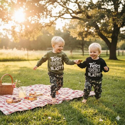 Fernvia Toddler Baby Boy 2nd Birthday Outfits Sweatshirt Camouflage Pants | 2T 3T Boy Clothes,Long Sleeve,Elastic,Cotton Blend,the Twos aren't TERRIBLE i'm have a BLAST Letter Print in Saudi Arabia
