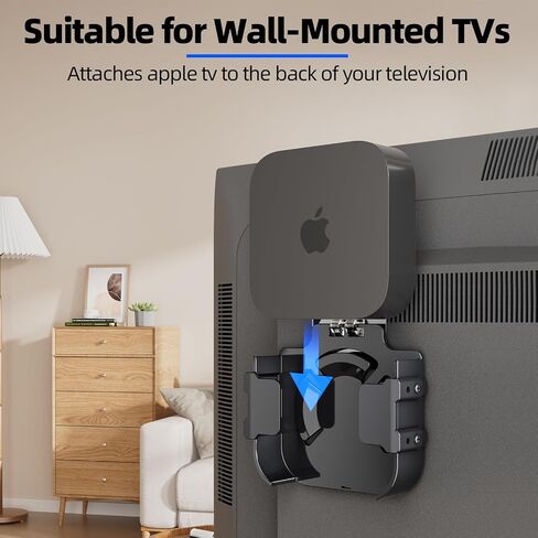 Mount for Apple TV, Wall Mount Behind TVs Bracket, Black Apple TV Holder Compatible with All Apple Television Generations (Including All 4K Models), Easy Screw Mount or Stick on Back of TVs in Saudi Arabia