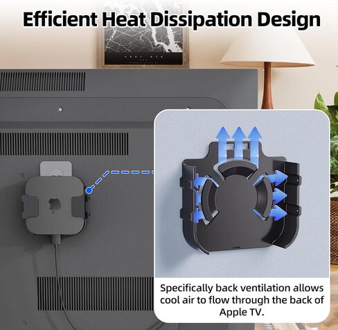 Mount for Apple TV, Wall Mount Behind TVs Bracket, Black Apple TV Holder Compatible with All Apple Television Generations (Including All 4K Models), Easy Screw Mount or Stick on Back of TVs in Saudi Arabia