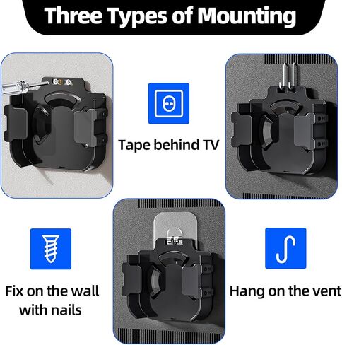 Mount for Apple TV, Wall Mount Behind TVs Bracket, Black Apple TV Holder Compatible with All Apple Television Generations (Including All 4K Models), Easy Screw Mount or Stick on Back of TVs in Saudi Arabia