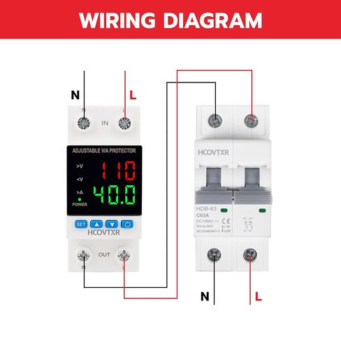 حامي الجهد الزائد والسفلي قابل للتعديل 110 فولت تيار متردد 100 أمبير، قاطع دائرة ذكي مع شاشة LED لمحول شبكة المولدات المنزلية (ستة شاشات عرض، 100 أمبير) in Kuwait