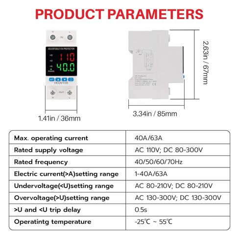 حامي الجهد الزائد والسفلي قابل للتعديل 110 فولت تيار متردد 100 أمبير، قاطع دائرة ذكي مع شاشة LED لمحول شبكة المولدات المنزلية (ستة شاشات عرض، 100 أمبير) in Kuwait