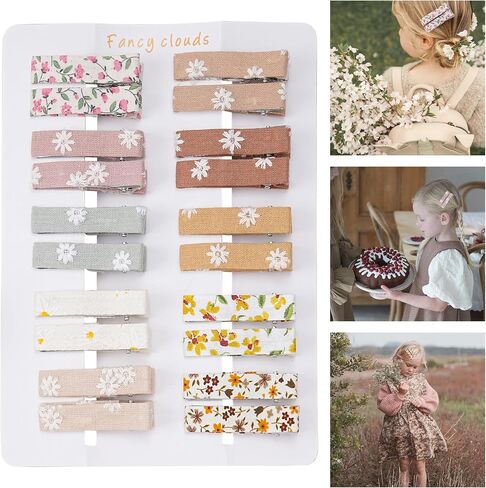 FANCY CLOUDS Hair Clips for Girls Women Toddler Baby,Assorted 20Pcs Flower Fabric Fully Lined Small Alligator Clips Hair Accessories for Teens Child Kids Gifts in Saudi Arabia