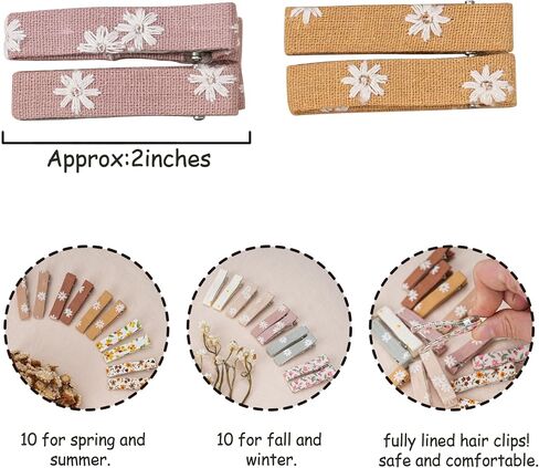 FANCY CLOUDS Hair Clips for Girls Women Toddler Baby,Assorted 20Pcs Flower Fabric Fully Lined Small Alligator Clips Hair Accessories for Teens Child Kids Gifts in Saudi Arabia