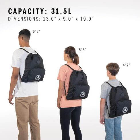adidas Classic 3S 2.0 Sackpack, Twill Onix Grey/Black, One Size Fits All in Saudi Arabia