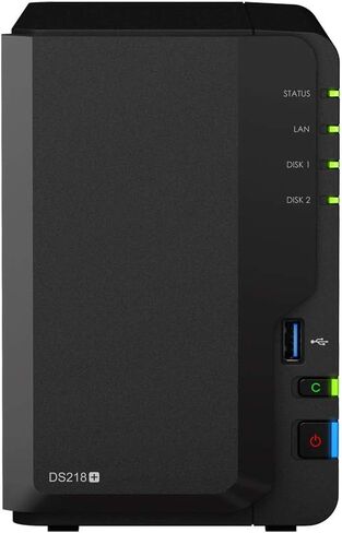 Synology DiskStation DS218+ Mini Desktop NAS Server، Intel Celeron J3355 ثنائي النواة، 6 جيجا DDR3L SDRAM، 2 تيرابايت SSD، برنامج DSM in Saudi Arabia