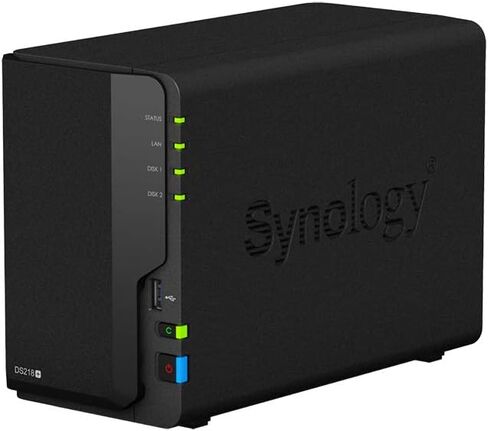 Synology DiskStation DS218+ Mini Desktop NAS Server, Intel Celeron J3355 Dual-Core, 6GB DDR3L SDRAM, 1TB SSD, DSM Software in Saudi Arabia