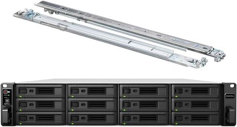 خادم Synology RackStation RS3621xs+ NAS مع وحدة المعالجة المركزية Xeon بسرعة 2.1 جيجا هرتز، وذاكرة 64 جيجا بايت، وتخزين محرك أقراص ثابتة سعة 120 تيرابايت، ومنفذي LAN بسرعة 10 جيجابت، وحزمة نظام تشغيل DSM مع مجموعة السكك الحديدية in Saudi Arabia