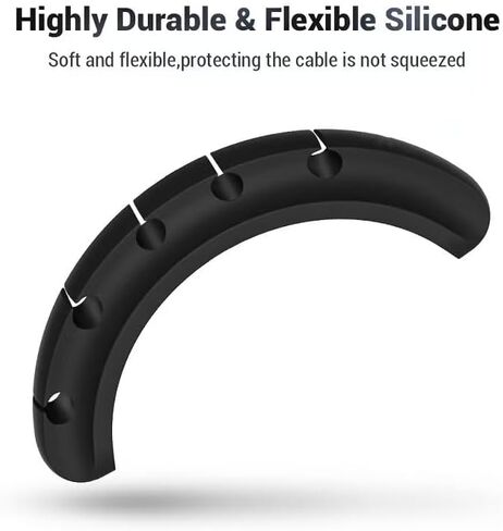 Desk Cable Organizer Clips - 5-Slot Holder with Grip Base, 4.5" for Office Setup Black in Saudi Arabia